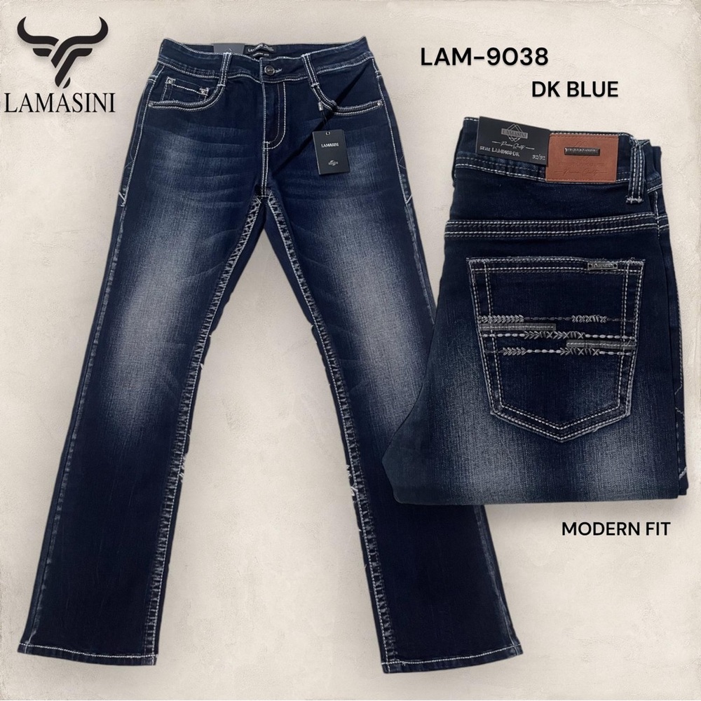 Blue Bootcut Jeans with Modern Fit and Distressed Look
